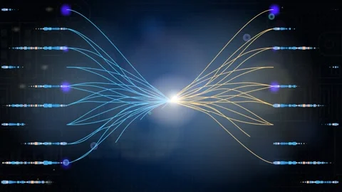 Big Data Flow. Moving banner with flow of vast information, complex algorithms Stock Footage 332222227