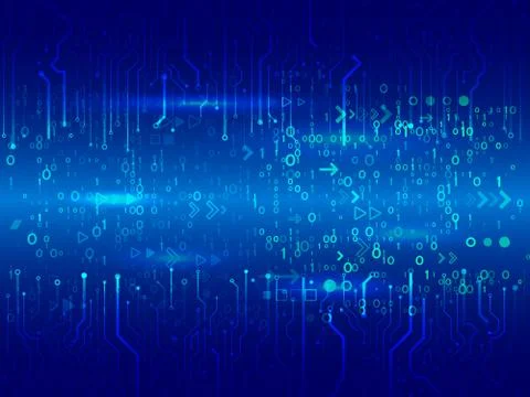 Big data flow vector illustration. Streaming binary code Stock Illustration