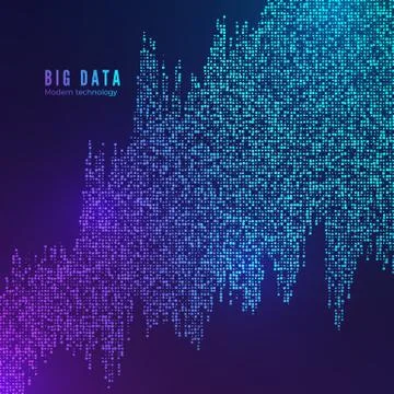 Big Data flow visualization. Digital data stream. Multiple point wave. Abstra 스톡 일러스트