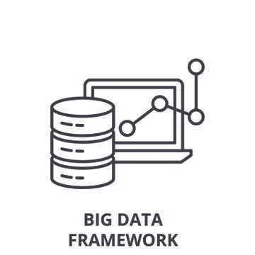 Big data framework line icon concept. Big data framework vector linear Stock Illustration