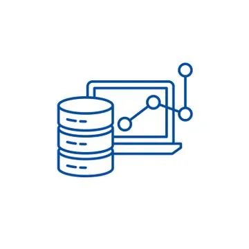 Big data framework line icon concept. Big data framework flat vector symbol Stock Illustration