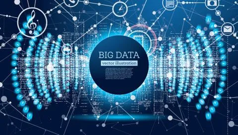 Big Data Futuristic Science Background with Copy Space. Illustrazione stock