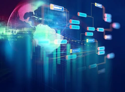 Big data futuristic visualization abstract illustration Stock Photos