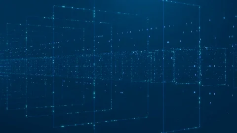 Big data, futuristic wire frame with binary data. Stock Footage 296831262