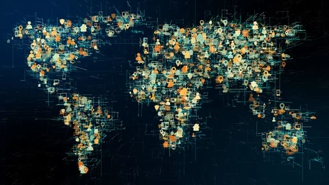 Big data global cloud computing internet of things IOT AI network technology Stock Footage