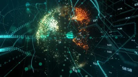 Big data global cloud computing internet of things IOT AI network information Stock Illustration