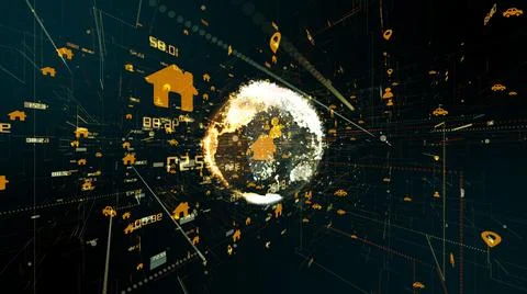 Big data global cloud computing internet of things IOT AI network information Stock Illustration