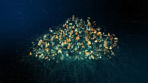 Big data global cloud computing internet of things IOT AI network technology  Stock Illustration