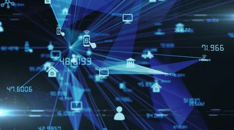 Big data global cloud computing internet of things IOT AI network information Illustrazione stock