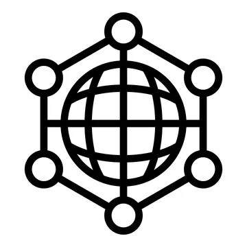Big data globe icon, outline style Stock Illustration