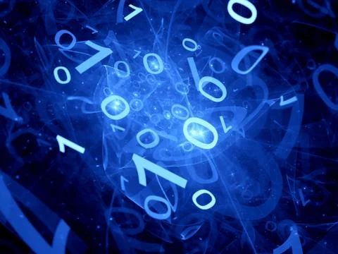 Big data glowing binary flow in space Illustrazione stock