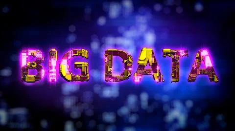 Big Data glowing rose - yellow neon text in cyber punk style イラスト素材