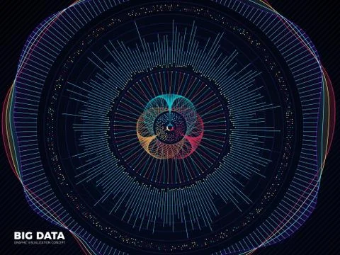 Big data graphic, complex business system visualization vector concept. Modern 库存插图