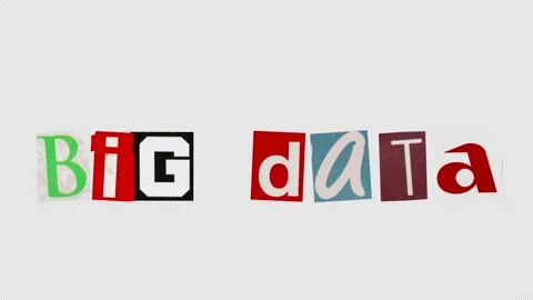 Big data graphic text paper cut Stop Motion, magazine collage, ransom note .. Stock Footage 336806362