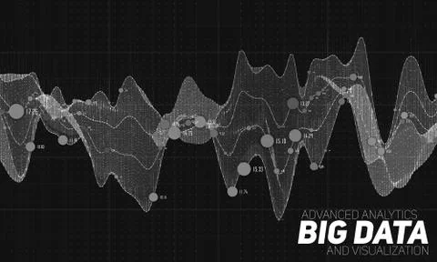 Big data grayscale visualization. Futuristic infographic. Information aesthet 스톡 일러스트