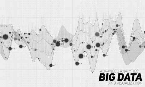 Big data grayscale visualization. Futuristic infographic. Information aesthet Stock Illustration