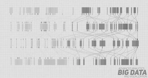 Big data grayscale visualization. Futuristic infographic. Information aesthet Stock Illustration