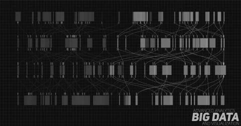 Big data grayscale visualization. Futuristic infographic. Information aesthet Stock Illustration