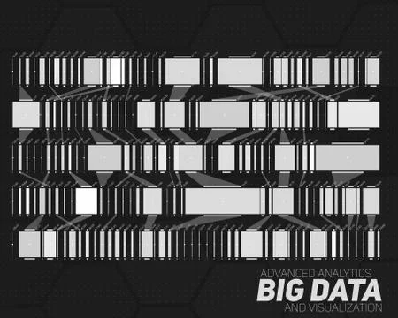 Big data grayscale visualization. Futuristic infographic. Information aesthet イラスト素材