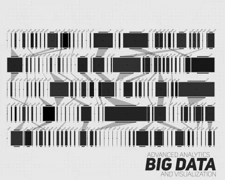 Big data grayscale visualization. Futuristic infographic. Information aesthet Illustrazione stock