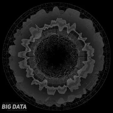Big data grayscale visualization. Futuristic infographic. Information aesthet Illustrazione stock