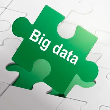 Big data on green puzzle pieces 스톡 일러스트