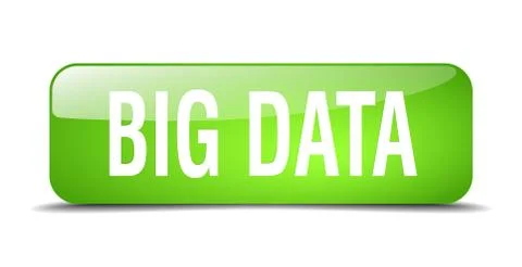 Big data green square 3d realistic isolated web button Stock Illustration