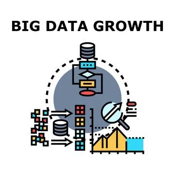 Big data growth analysis and processing concept Stock Illustration