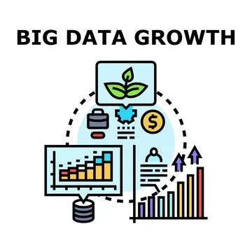 Big data growth developing business insights and financial success Stock Illustration