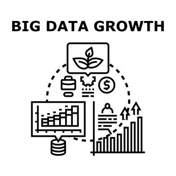 Big data growth developing business insights and financial success Stock Illustration
