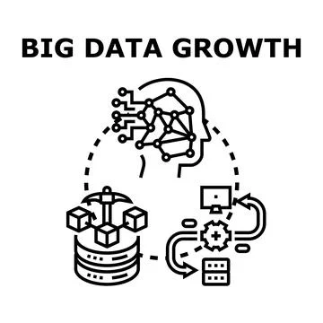 Big data growth processing information for business operations Stock Illustration
