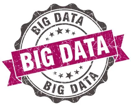 Big data grunge violet seal isolated on white Stock Illustration