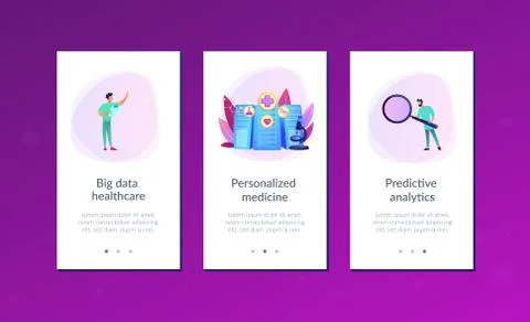Big data healthcare app interface template. Stock Illustration