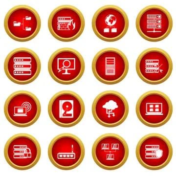 Big data icon red circle set Stock Illustration