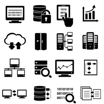 Big data icon set Stock Illustration