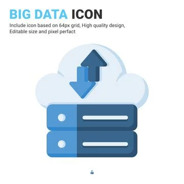 Big data icon vector with flat color style isolated on white background Stock Illustration
