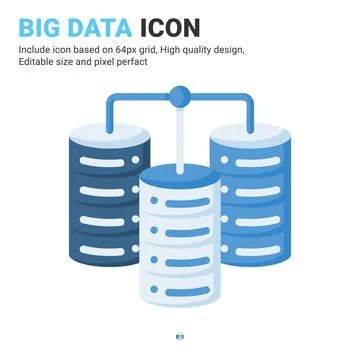 Big data icon vector with flat color style isolated on white background 스톡 일러스트