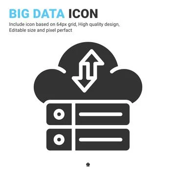 Big data icon vector with glyph style isolated on white background Stock Illustration