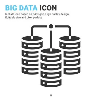 Big data icon vector with glyph style isolated on white background 스톡 일러스트