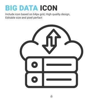 Big data icon vector with outline style isolated on white background 스톡 일러스트