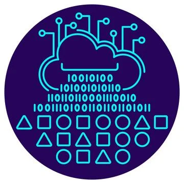 Big Data icon. Vector pictogram with thin blue lines 스톡 일러스트