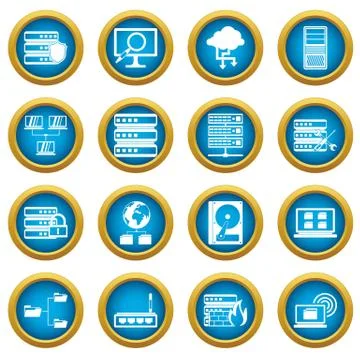 Big data icons blue circle set Stock Illustration