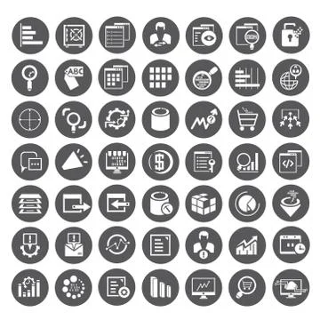 Big data icons, data management icons Stock Illustration