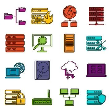 Big data icons doodle set Illustrazione stock