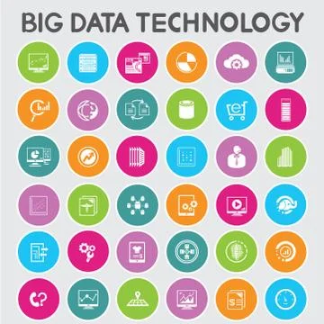 Big data icons Stock Illustration
