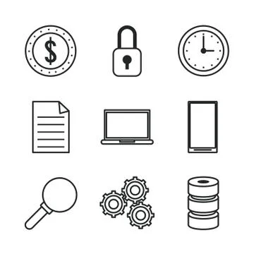Big data icons Stock Illustration