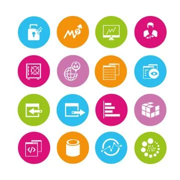 Big data icons, network and internet icons Stock Illustration