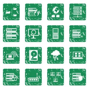 Big data icons set grunge Illustrazione stock