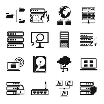 Big data icons set, simple style Illustrazione stock