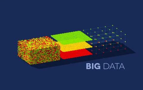 Big data illustration with structuring map reduce process Stock Illustration
